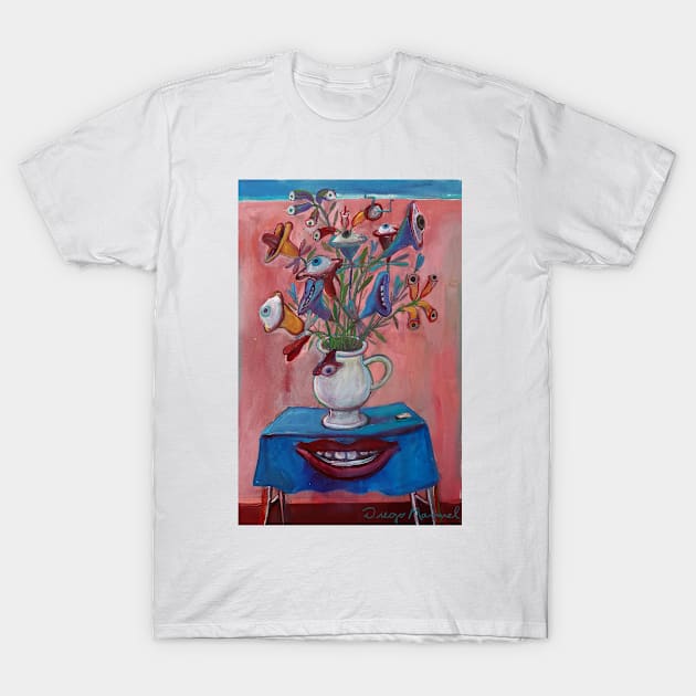 Flowers eyes and mouths T-Shirt by diegomanuel